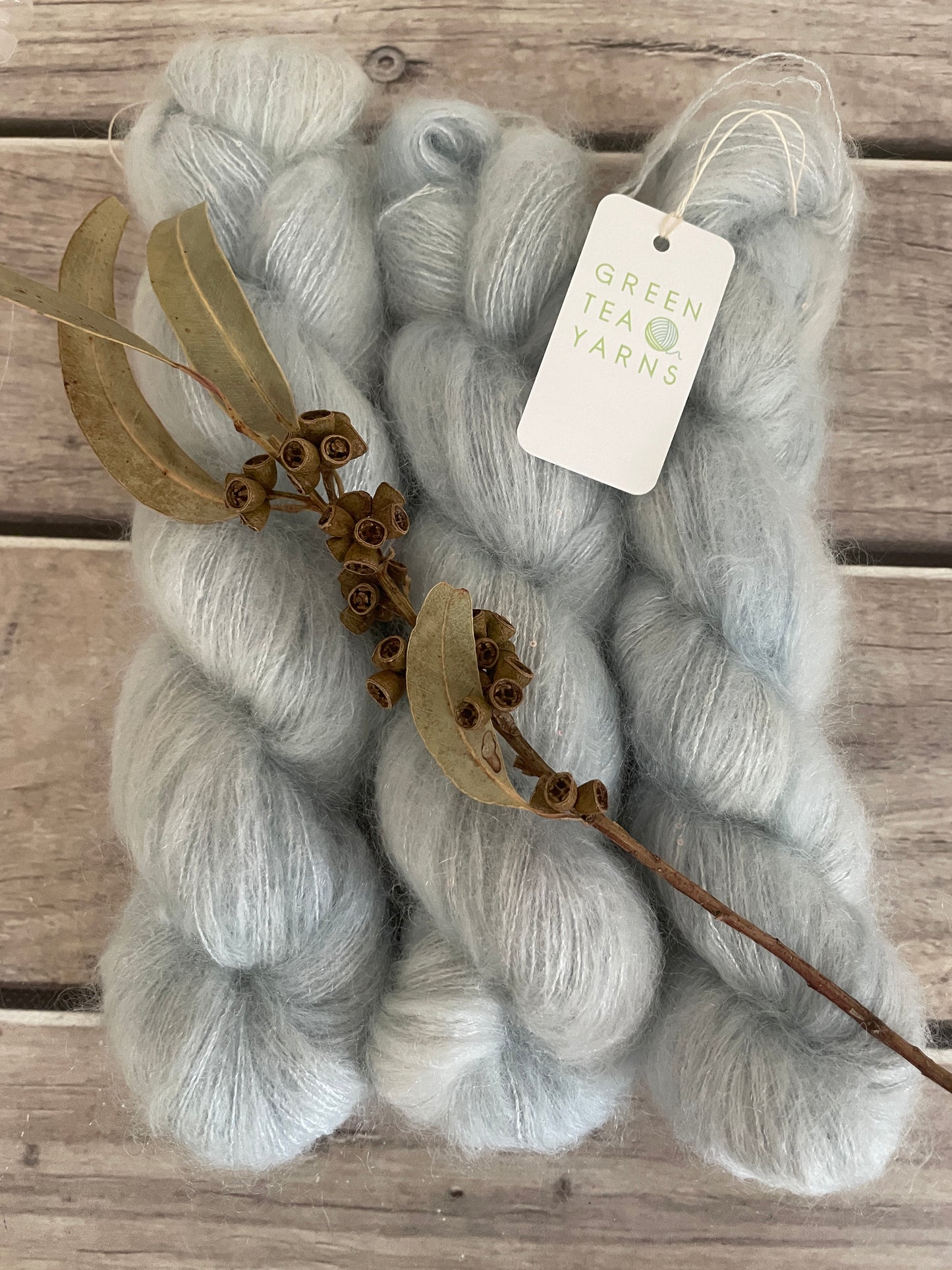 Ice Blue - mohair/silk/sequins - Gyrokuro 3ply