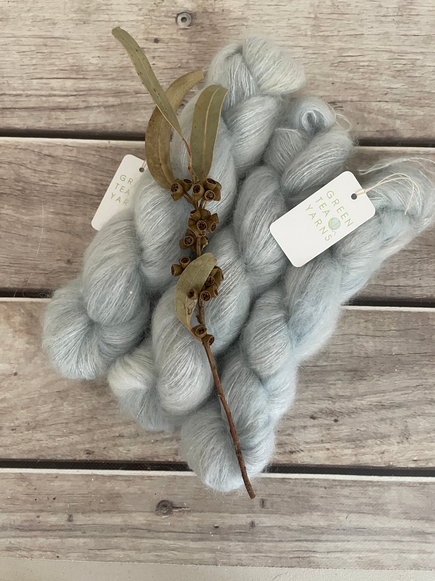 Ice Blue - mohair/silk/sequins - Gyrokuro 3ply