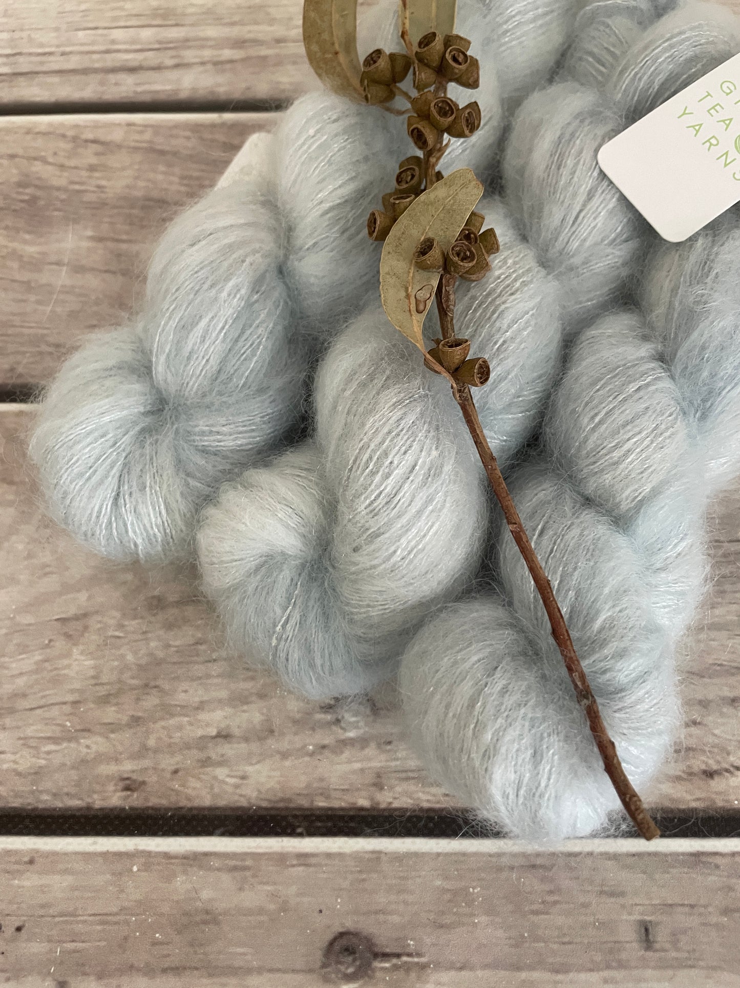 Ice Blue - mohair/silk/sequins - Gyrokuro 3ply