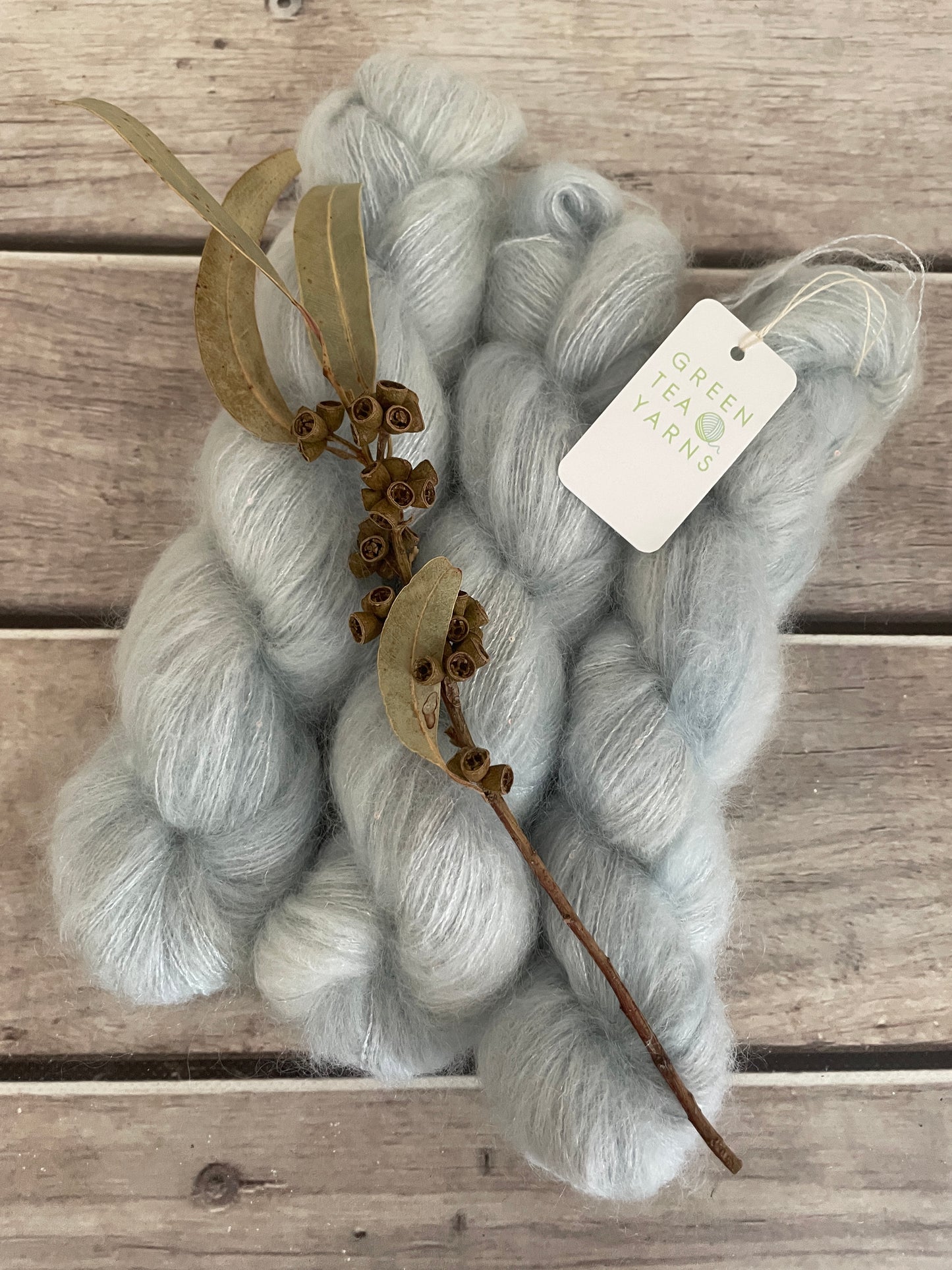 Ice Blue - mohair/silk/sequins - Gyrokuro 3ply