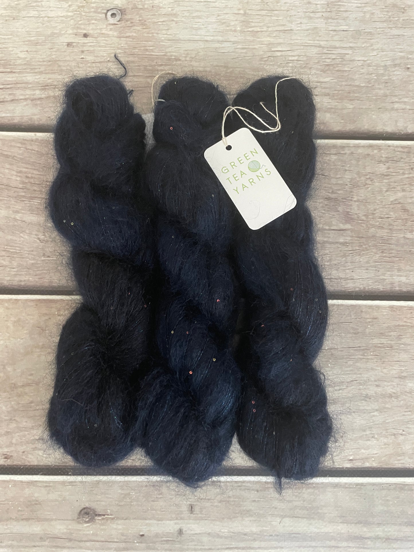 Midnight - mohair/silk/sequins - Gyrokuro 3ply