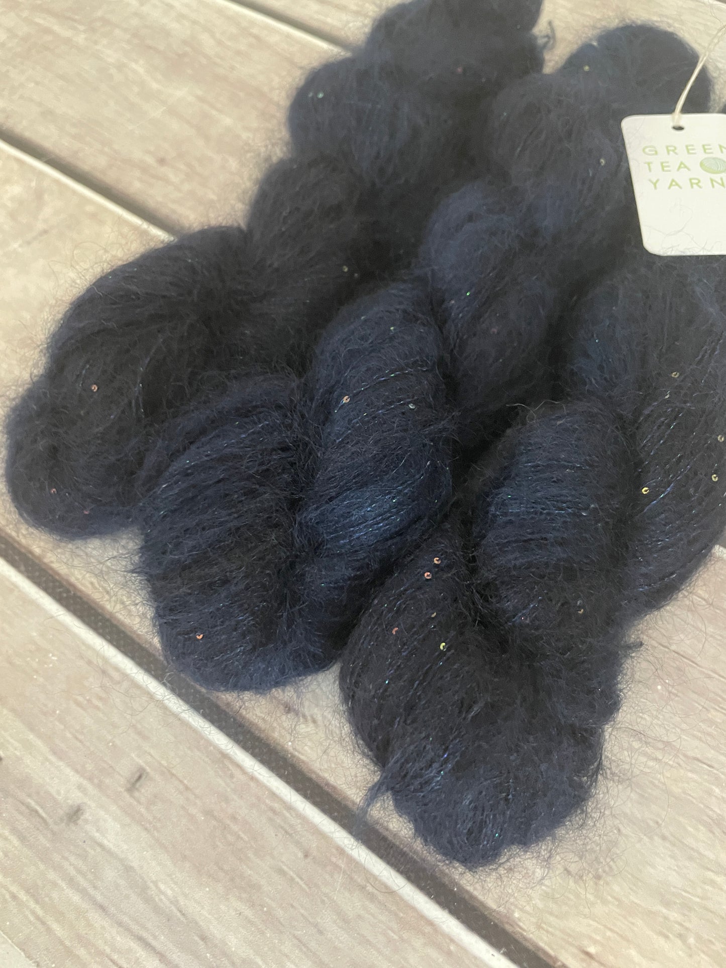 Midnight - mohair/silk/sequins - Gyrokuro 3ply