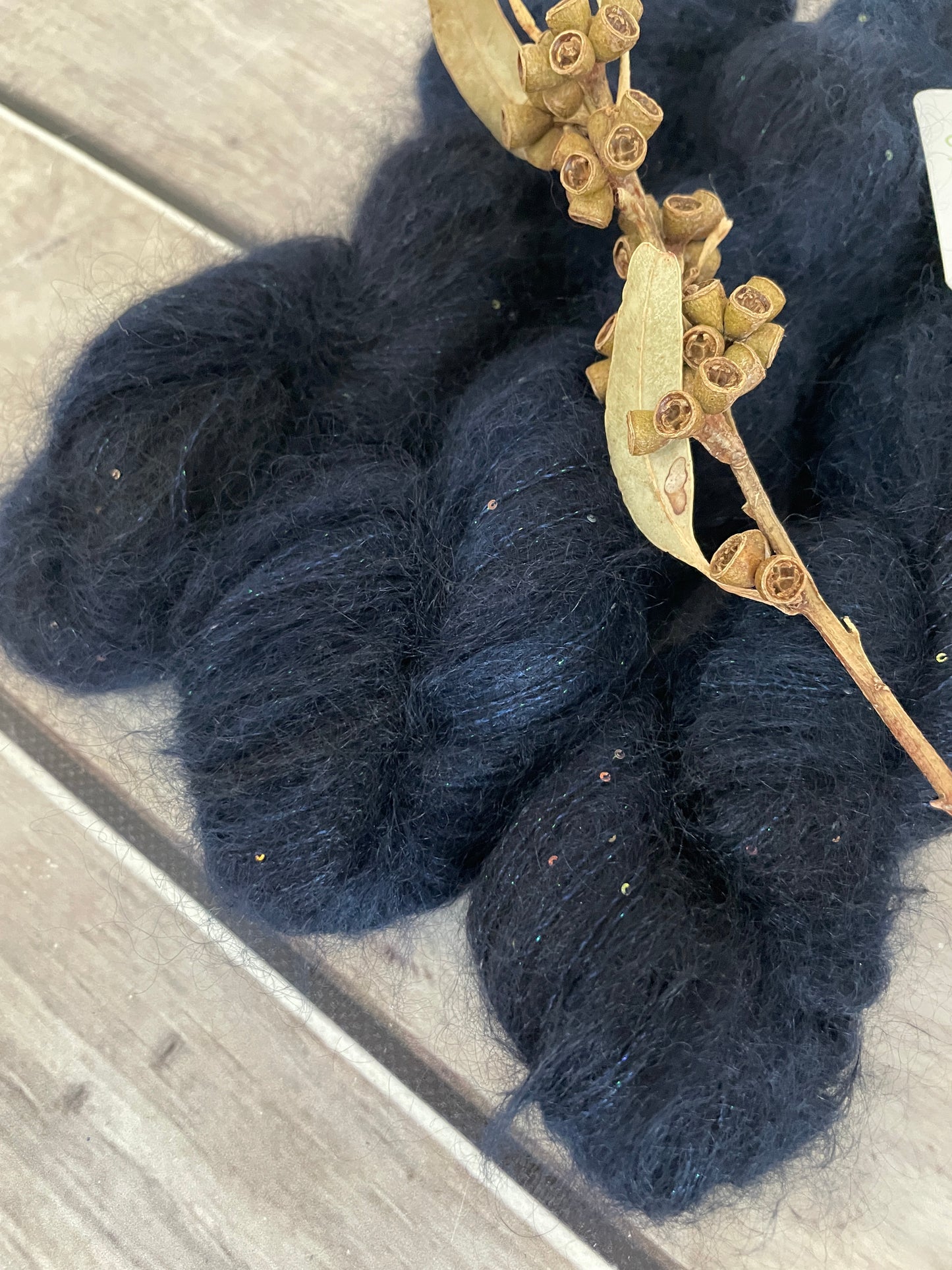 Midnight - mohair/silk/sequins - Gyrokuro 3ply