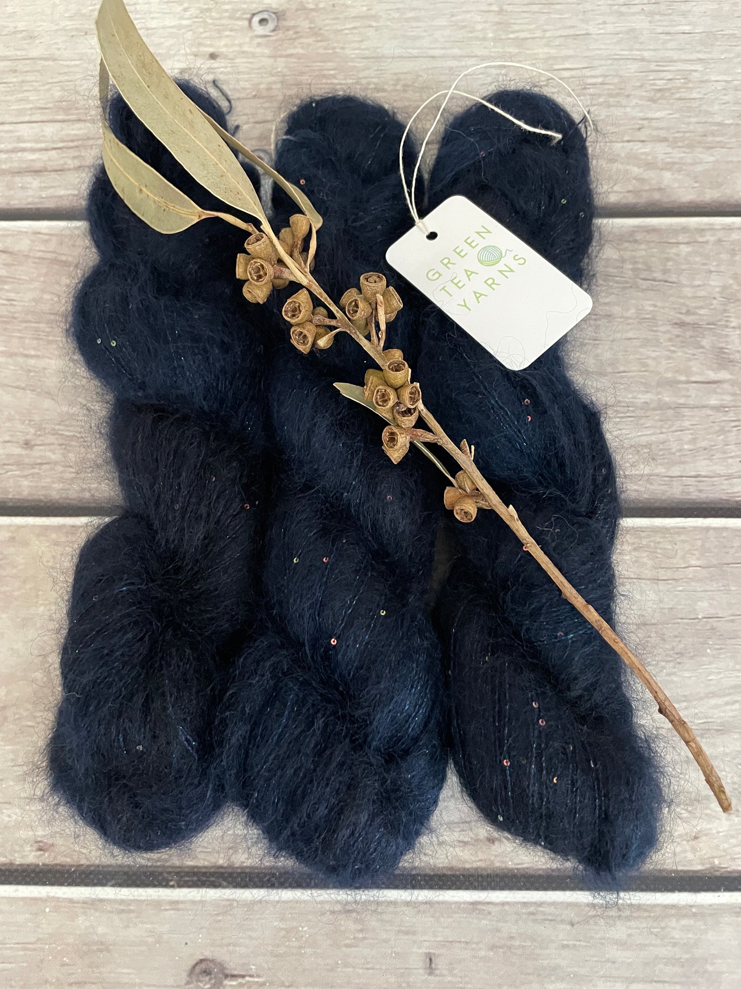 Midnight - mohair/silk/sequins - Gyrokuro 3ply