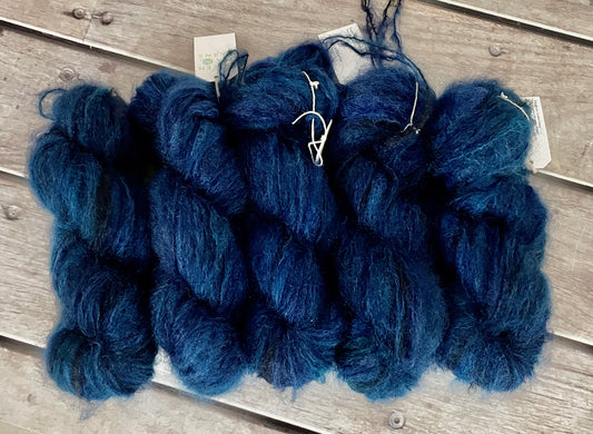 Midnight in Paradise on Sage - Mohair and merino - 8 ply