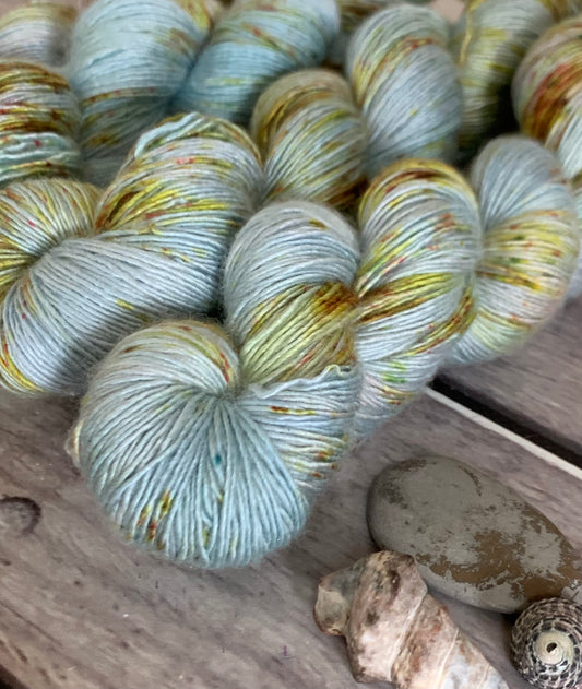 Sea Breeze with Speckles on Merino and Silk 4 ply single - Osmanthus