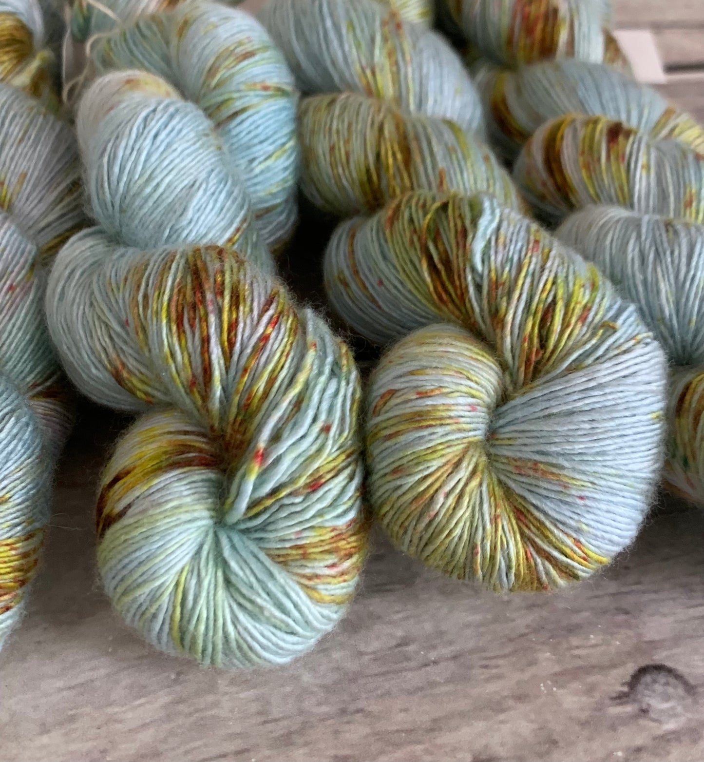 Sea Breeze with Speckles on Merino and Silk 4 ply single - Osmanthus