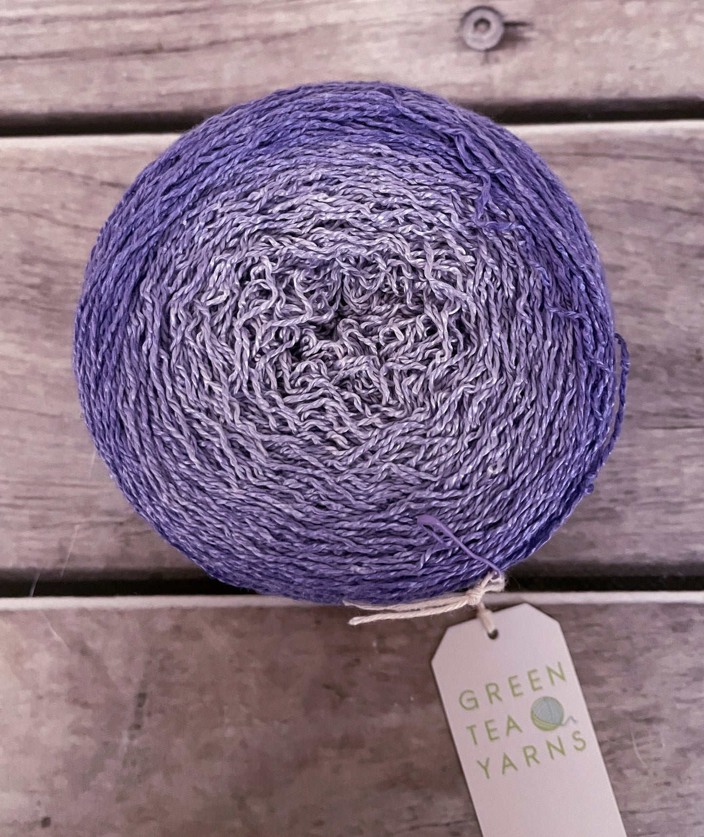 Lilac Mist gradient on Ginseng Heavy Lace 3-Ply silk - 100g