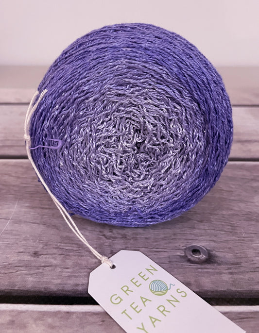 Lilac Mist gradient on Ginseng Heavy Lace 3-Ply silk - 100g