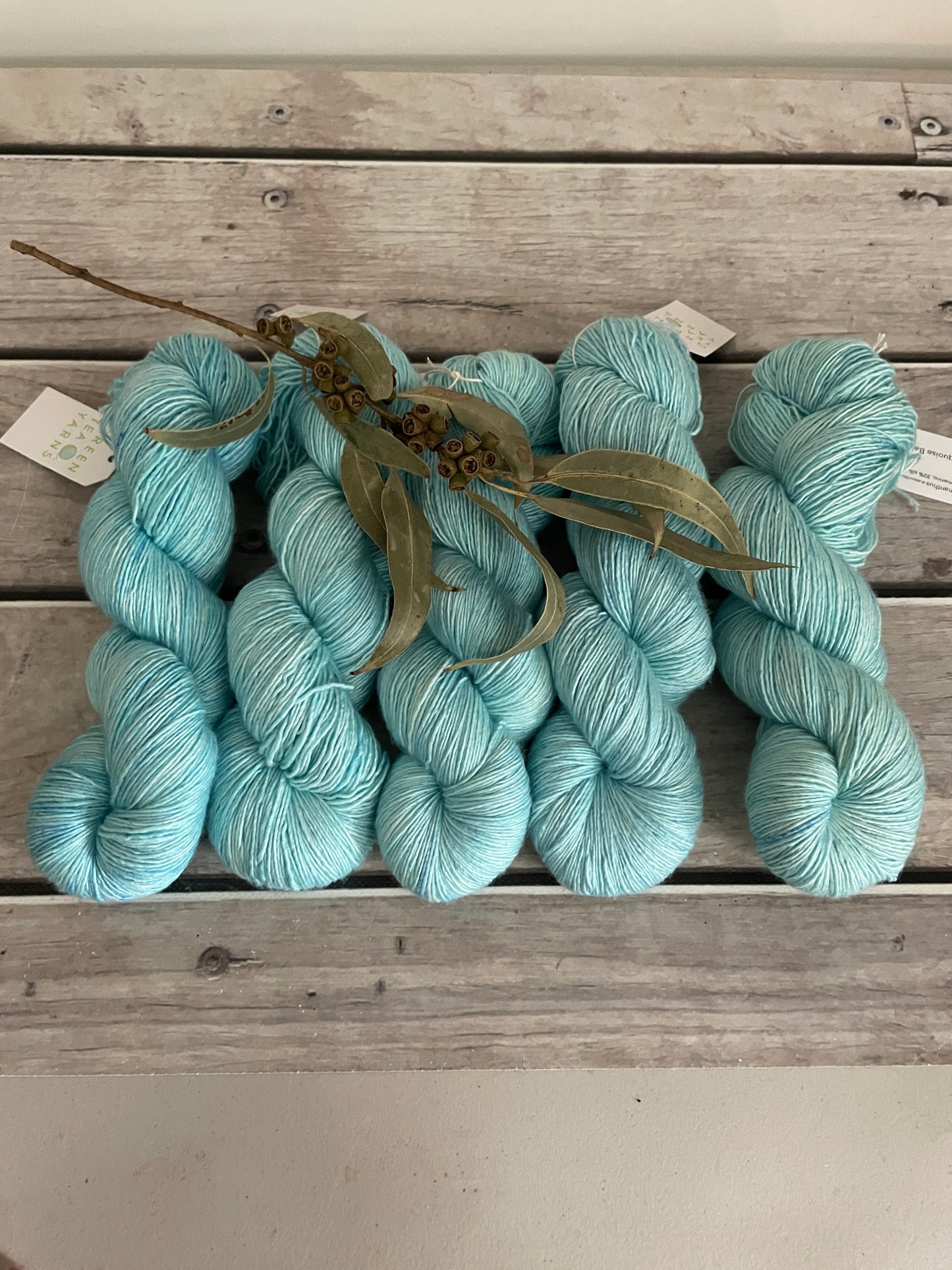 Turquoise Bay on Merino and Silk 4 ply single - Osmanthus