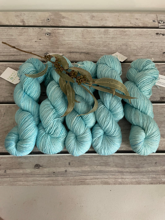 Turquoise Bay on Merino and Silk 4 ply single - Osmanthus