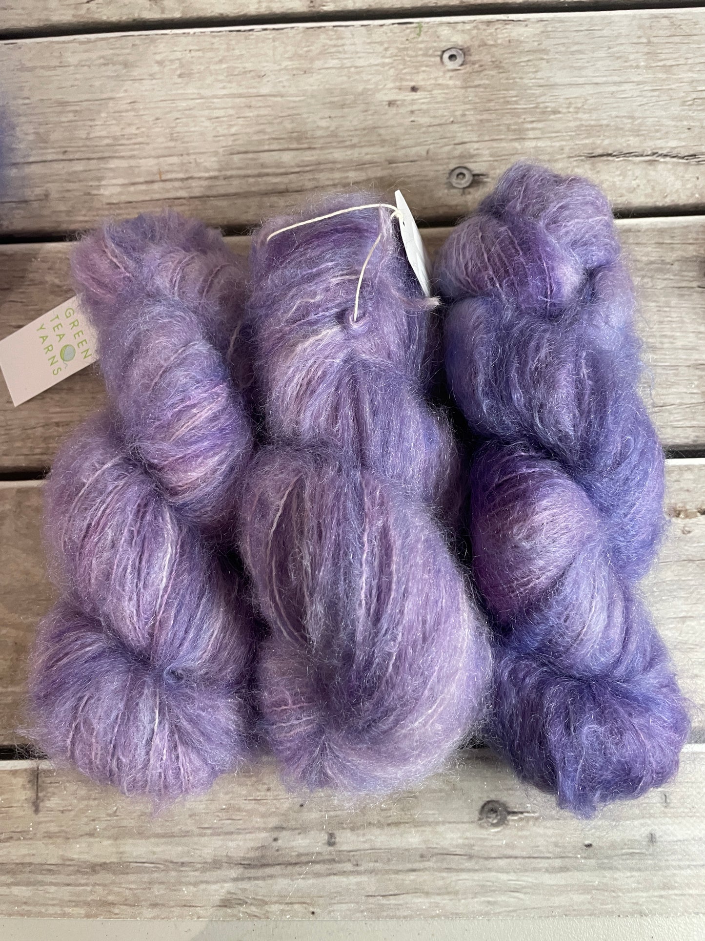 Lilac on Sage - Mohair and merino - 8 ply