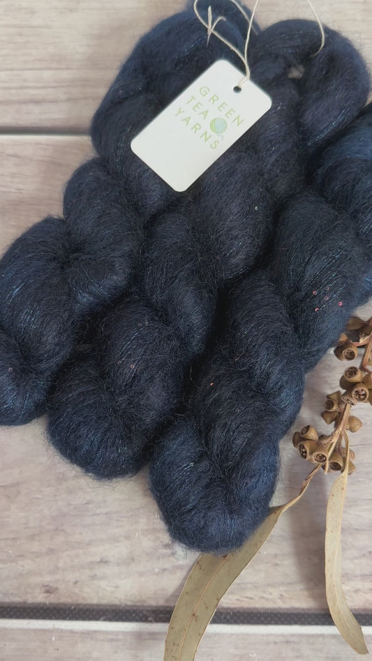 Midnight - mohair/silk/sequins - Gyrokuro 3ply