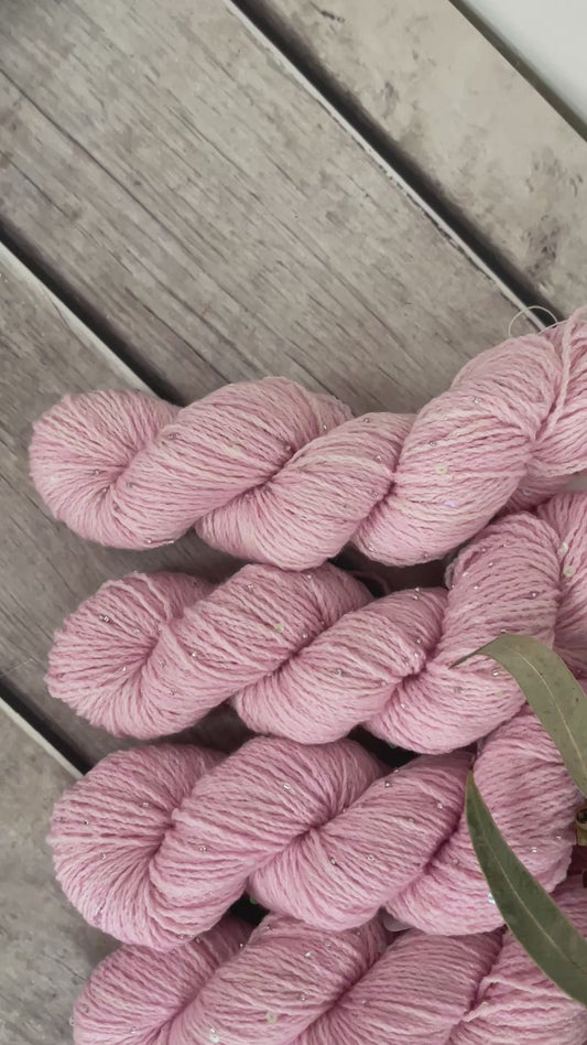 Pale Dragon on merino bead and sequins - Yuja 8ply