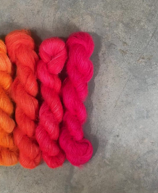 A Neon Rainbow - 12 mini skein Kit - mohair/silk - Shui Yun