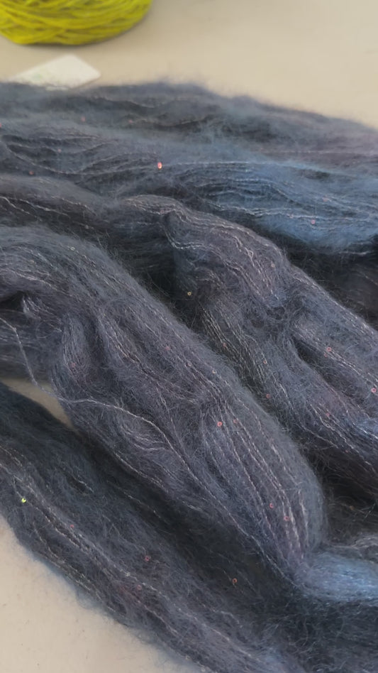 Twilight on Gyrokuro - mohair/silk/sequins - 2 ply