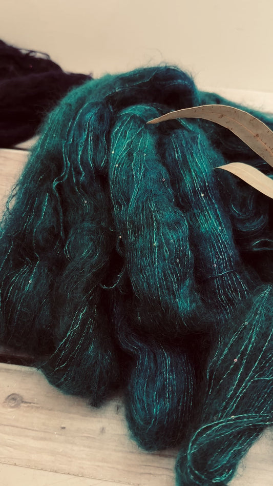 Vintage Button - mohair/silk/sequins - Gyrokuro 3ply
