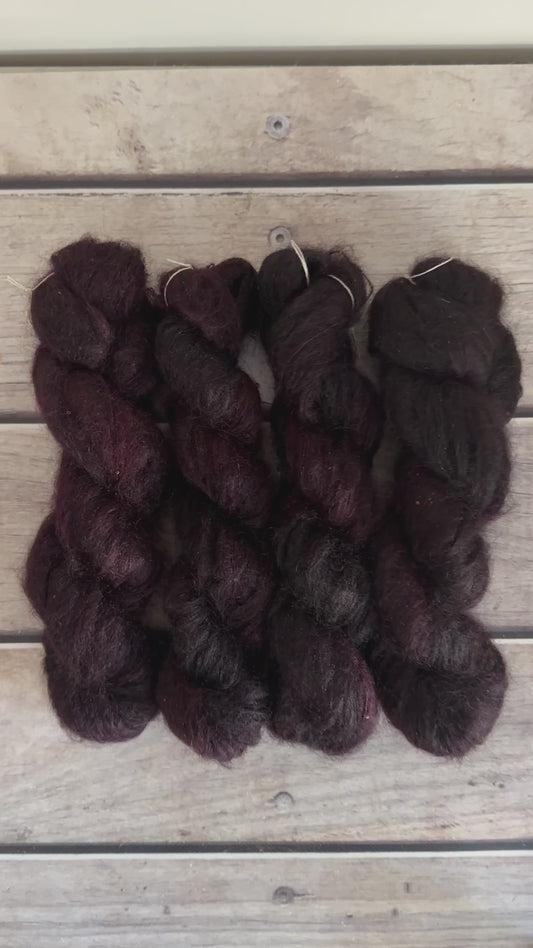 Black Cherry - mohair/silk/sequins - Gyrokuro 3ply