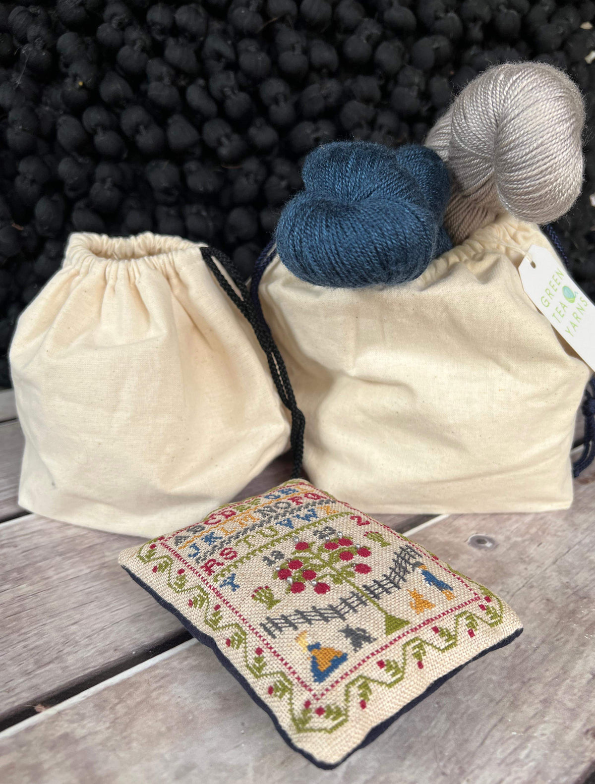 Calico Pouch Project Bag – Green Tea Yarns