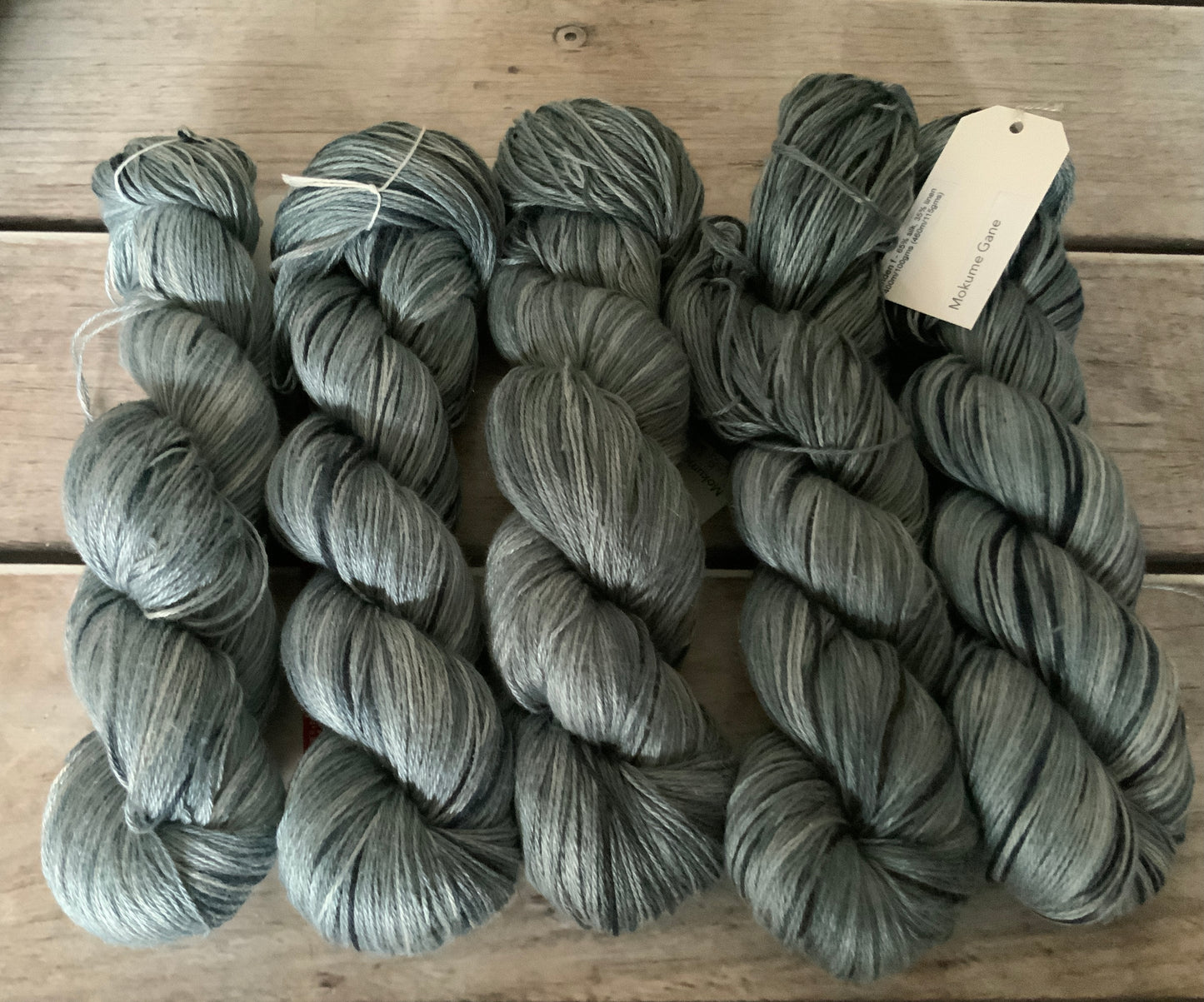 Mokume Gane on Linden - 4 ply silk and linen yarn