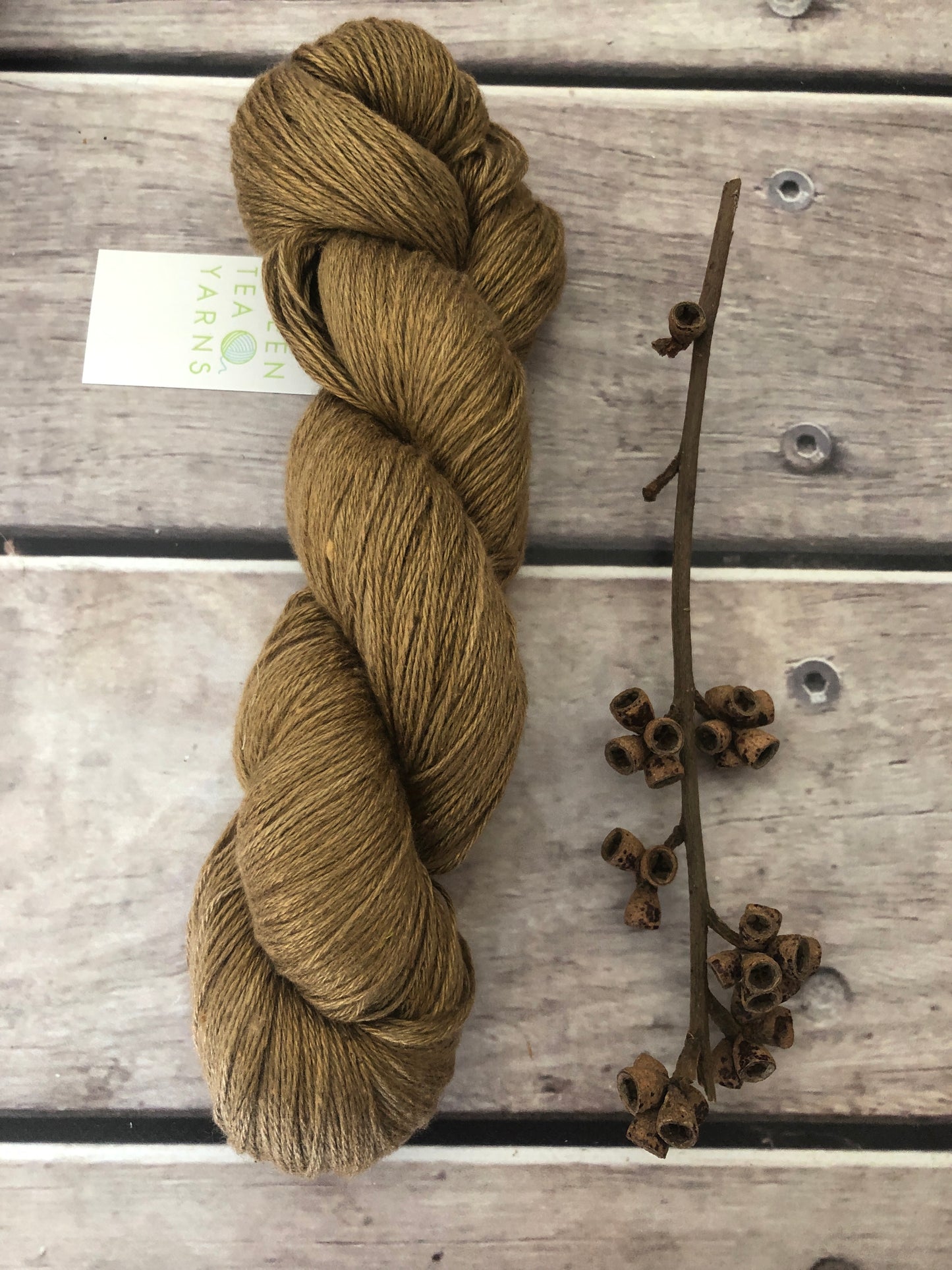 Gumnuts on Linden - 4 ply silk and linen yarn