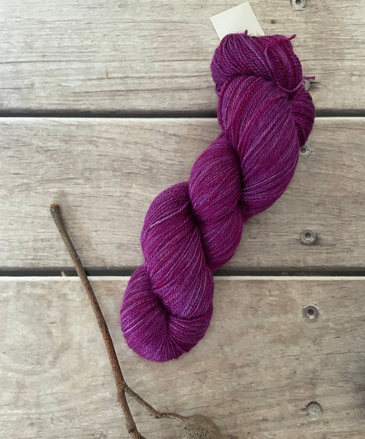 Poison Berry ooak - 2 ply in Mulberry silk and BFL