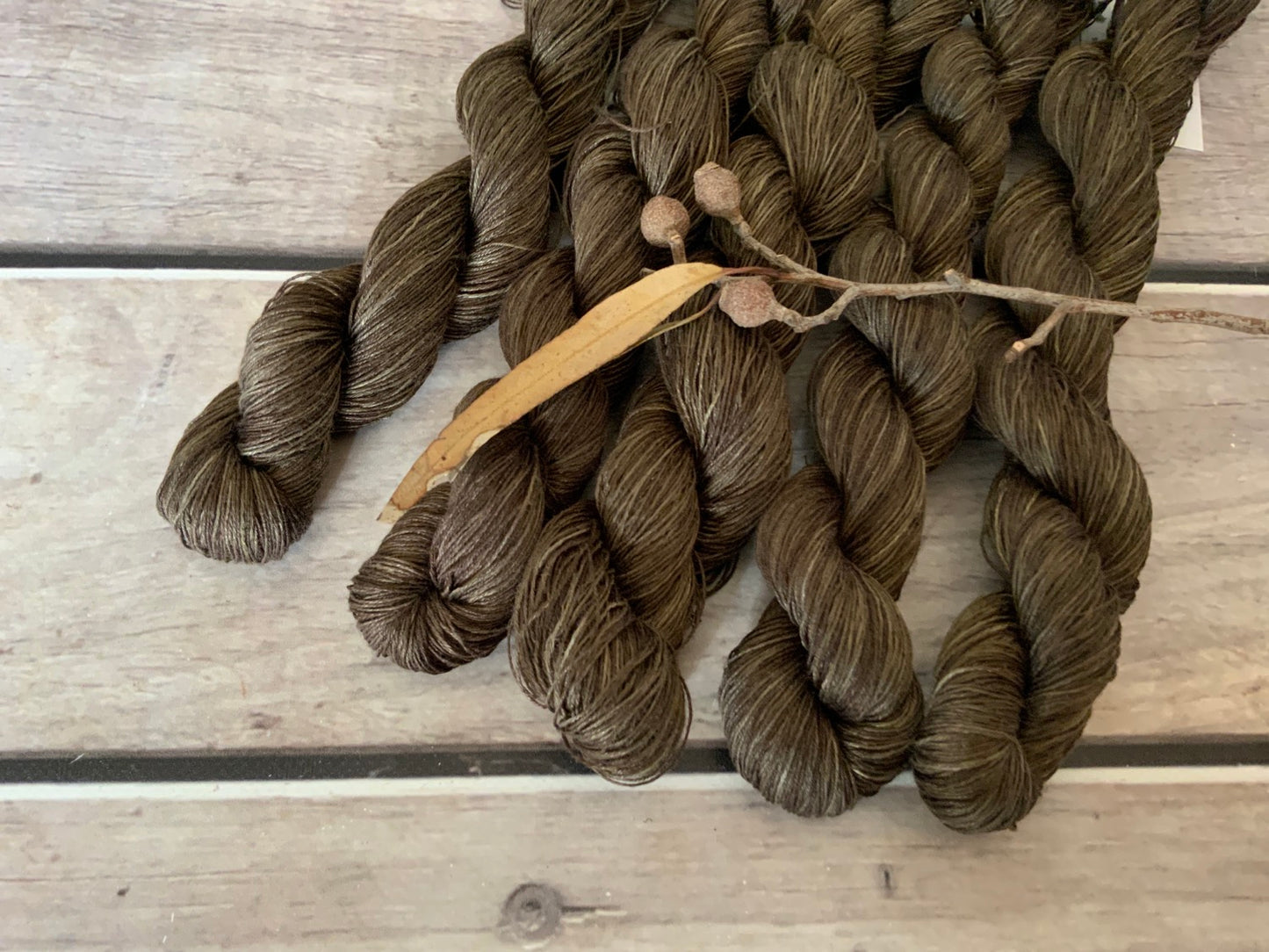Dried Bark on Ceylon pure linen yarn - 50 gm skeins