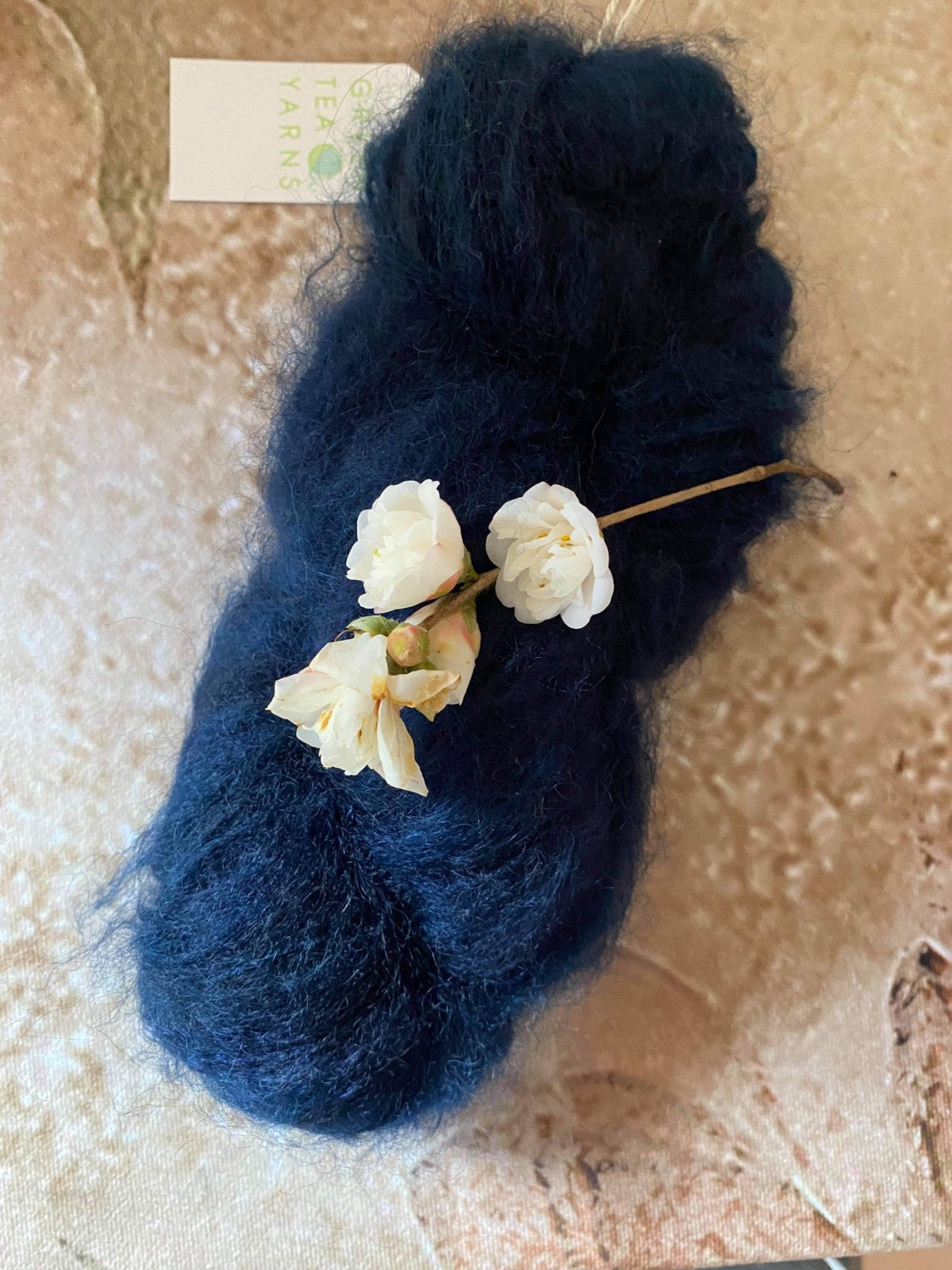 Midnight in Paradise on Sage - Mohair and merino - 8 ply