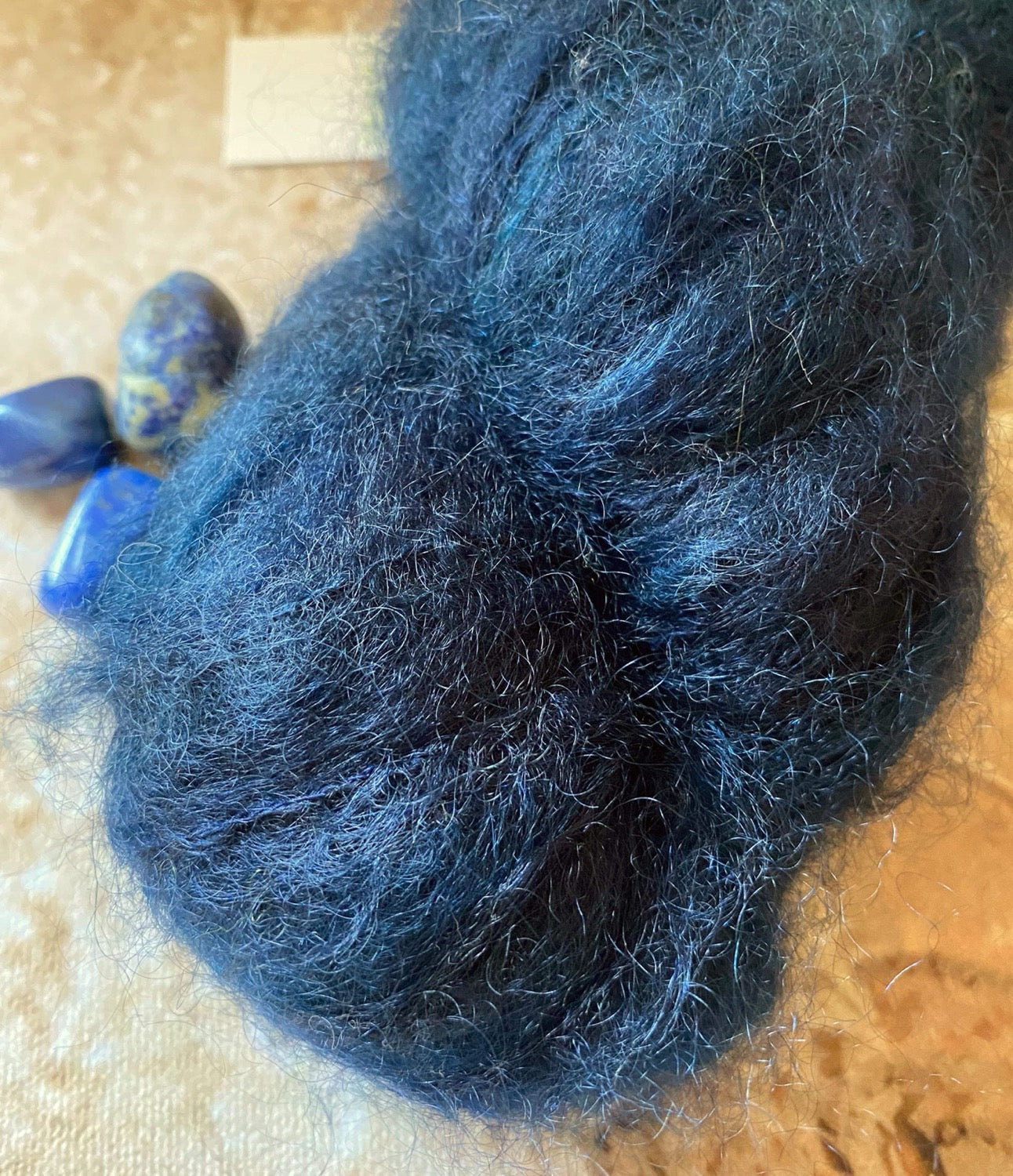Midnight in Paradise on Sage - Mohair and merino - 8 ply
