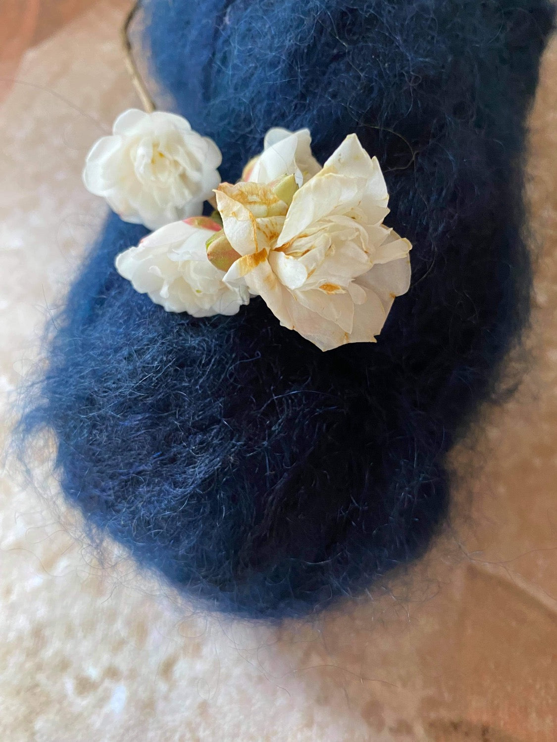 Midnight in Paradise on Sage - Mohair and merino - 8 ply
