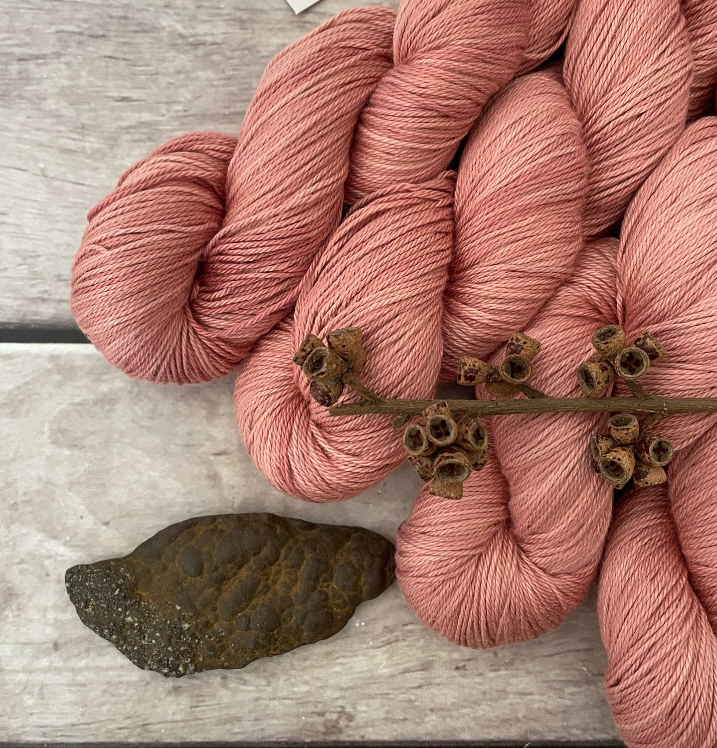 Sandalwood on Camelia - silk and cotton 4 ply