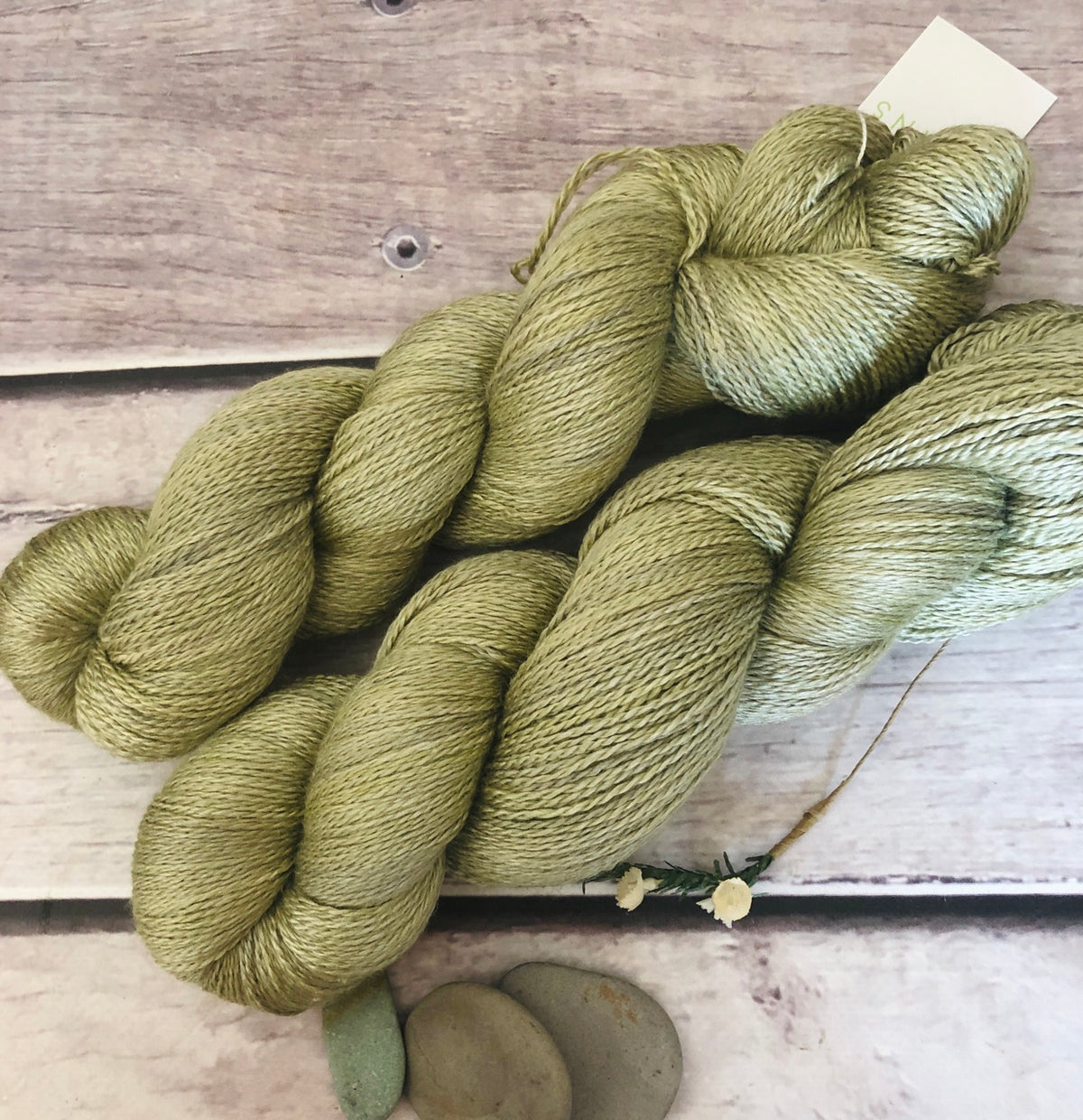 Native Sage - 3 ply silk and merino - White Cloud