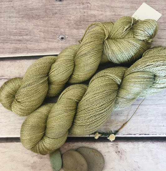 Native Sage - 3 ply silk and merino - White Cloud